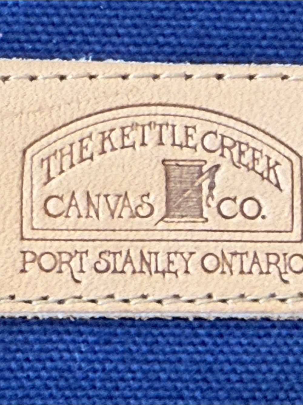 The Little Creek Canvas Co. Leather-Trim Blue Canvas carry all holder NEW